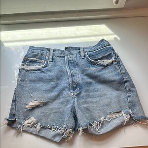 Agolde Blue Distressed Jean Shorts